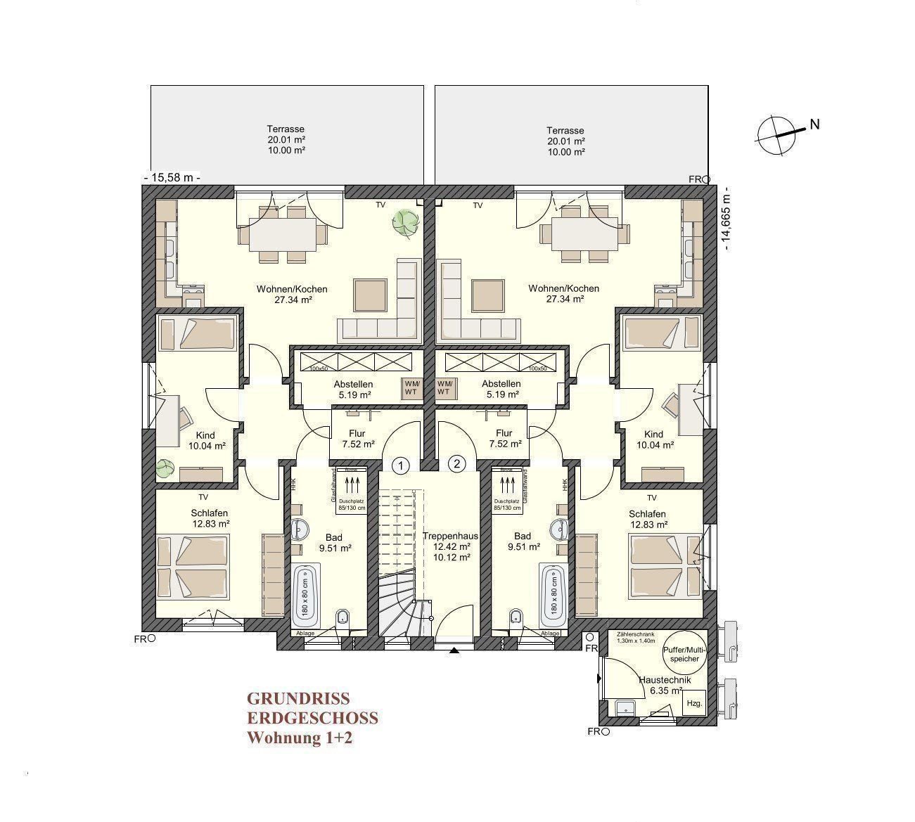 Terrassenwohnung zum Kauf provisionsfrei 288.683 € 3 Zimmer 82,4 m²<br/>Wohnfläche EG<br/>Geschoss Andershof Stralsund 18439