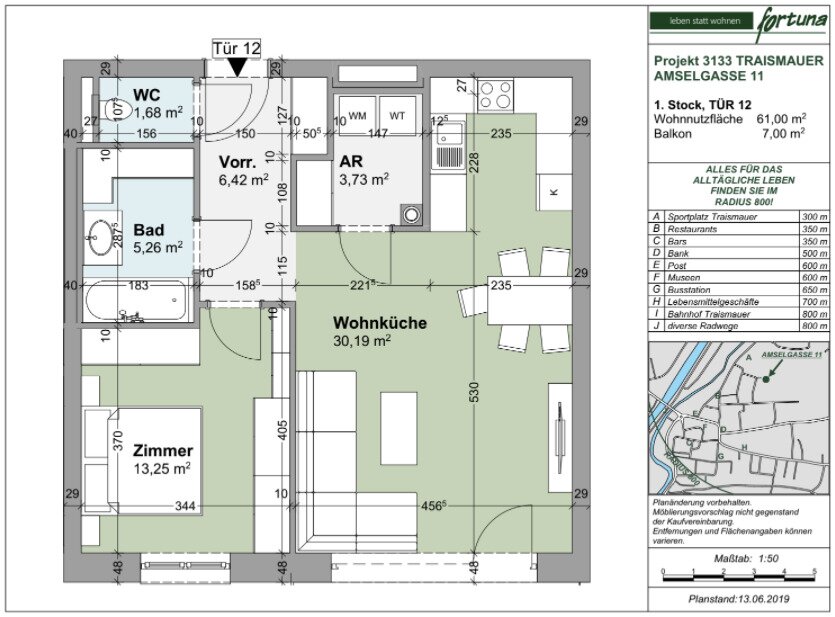 Wohnung zum Kauf 215.400 € 2 Zimmer 61 m²<br/>Wohnfläche 1.<br/>Geschoss Amselgasse Traismauer 3133