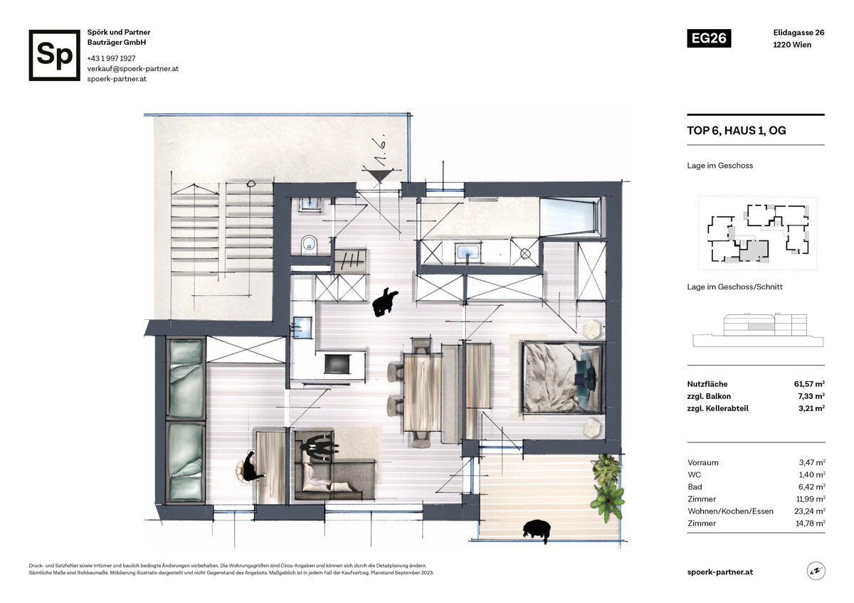 Wohnung zum Kauf 491.000 € 3 Zimmer 61,6 m²<br/>Wohnfläche 1.<br/>Geschoss Elidagasse 26 Wien 1220