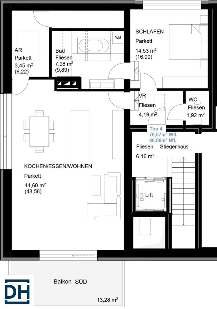 Penthouse zur Miete 1.340 € 2 Zimmer 76,7 m²<br/>Wohnfläche Bergheim 5101