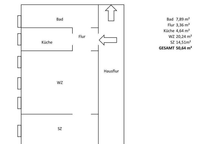 Wohnung zur Miete 405 € 2 Zimmer 50,6 m² 1. Geschoss frei ab sofort Pirna 01796