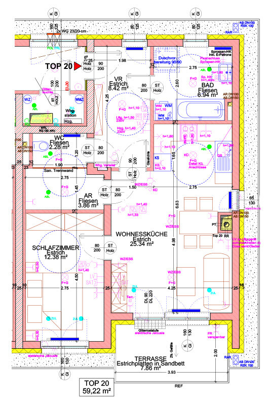 Wohnung zur Miete 762 € 59,2 m²<br/>Wohnfläche Bachgasse 71/20 Sierndorf 2011