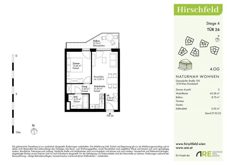 Wohnung zum Kauf - Erstbezug 289.500 € 2 Zimmer 45,4 m² 4. Geschoss Wien 1210
