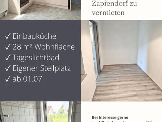 Wohnung zur Miete 350 € 1 Zimmer 28 m² Geschoss -1/2 frei ab sofort Zapfendorf 96199