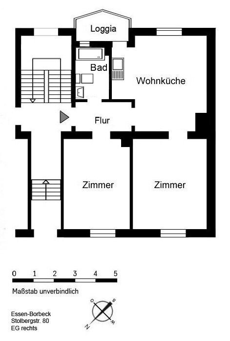 Wohnung zur Miete 480 € 2 Zimmer 57,7 m²<br/>Wohnfläche EG<br/>Geschoss Stolbergstr. 80 Bergborbeck Essen 45355