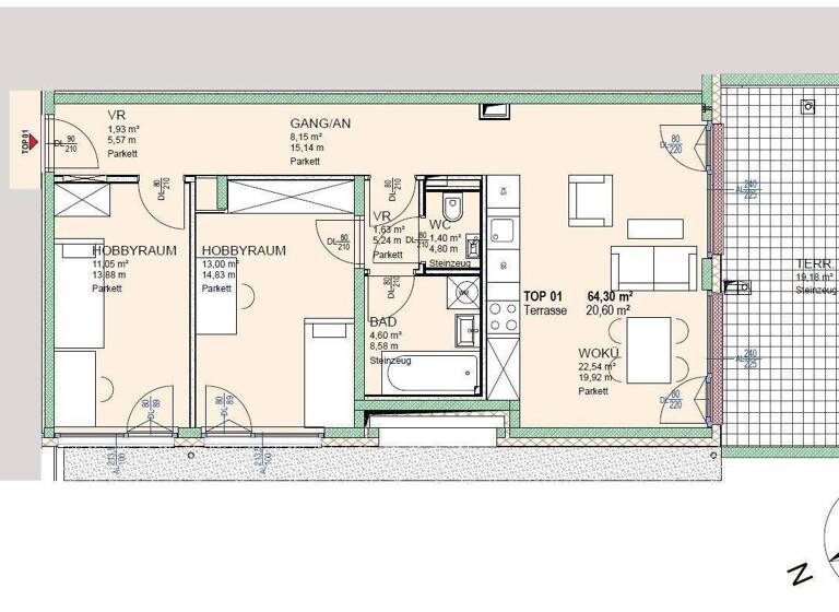 Wohnung zum Kauf 329.000 € 3 Zimmer 64,3 m² Platzergasse Wien 1210