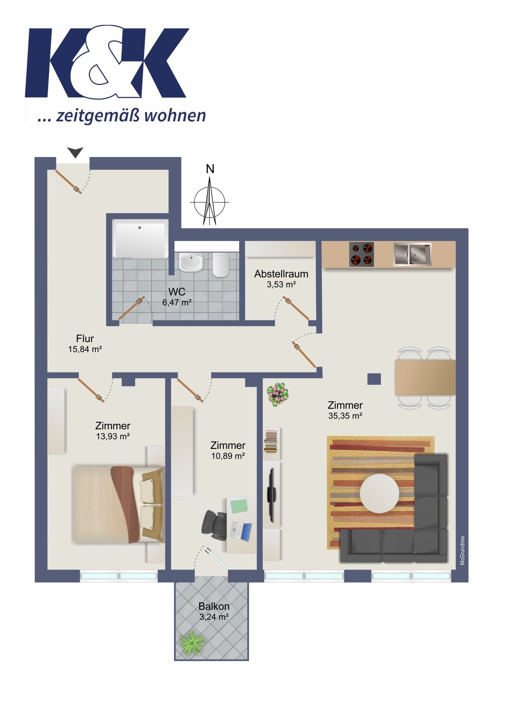 Büro-/Praxisfläche zur Miete 14,50 € 3 Zimmer 90,5 m²<br/>Bürofläche Gehlsdorf Rostock 18147