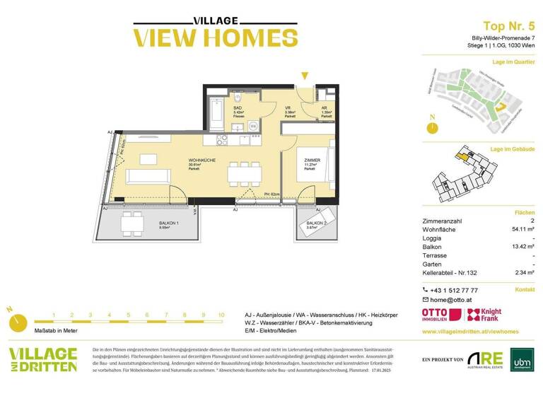 Wohnung zum Kauf - Erstbezug 414.000 € 2 Zimmer 54,1 m² 1. Geschoss Wien 1030