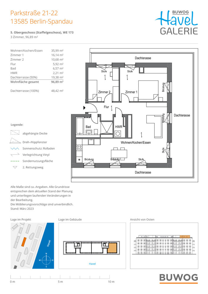 Wohnung zum Kauf 626.000 € 3 Zimmer 96,9 m²<br/>Wohnfläche 5.<br/>Geschoss Parkstraße 22 Hakenfelde Berlin 13585