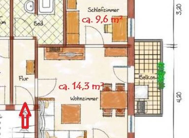 Wohnung zur Miete 240 € 2 Zimmer 39 m² 1. Geschoss Neue Hauptstraße 108 Langenau Brand-Erbisdorf 09618