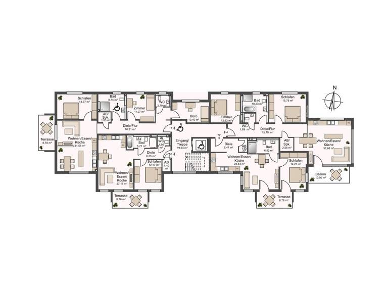 Wohnung zur Miete - Erstbezug 1.590 € 4 Zimmer 99,1 m² 1. Geschoss frei ab sofort Bad Wimpfen 74206