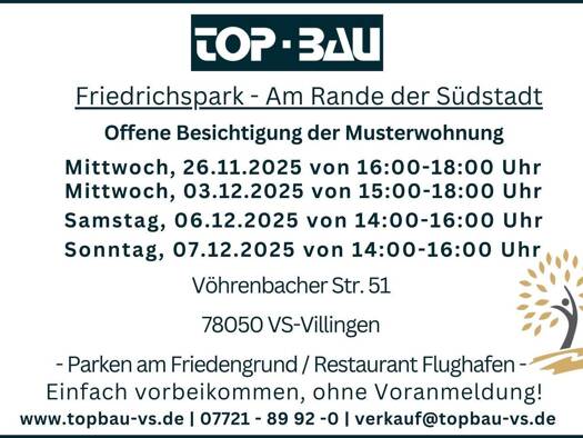 Wohnung zum Kauf - Erstbezug provisionsfrei 369.300 € 2 Zimmer 70,8 m² Vöhrenbacher Straße 47 Villingen Villingen-Schwenningen 78050