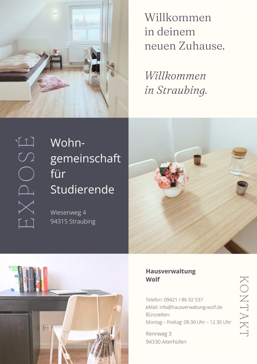 Wohnung zur Miete Wohnen auf Zeit 450 € 3 Zimmer 59 m²<br/>Wohnfläche ab sofort<br/>Verfügbarkeit Planungsbezirk 115 Straubing 94315