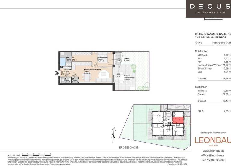 Wohnung zum Kauf provisionsfrei 449.000 € 2 Zimmer 57,4 m² EG Brunn am Gebirge 2345