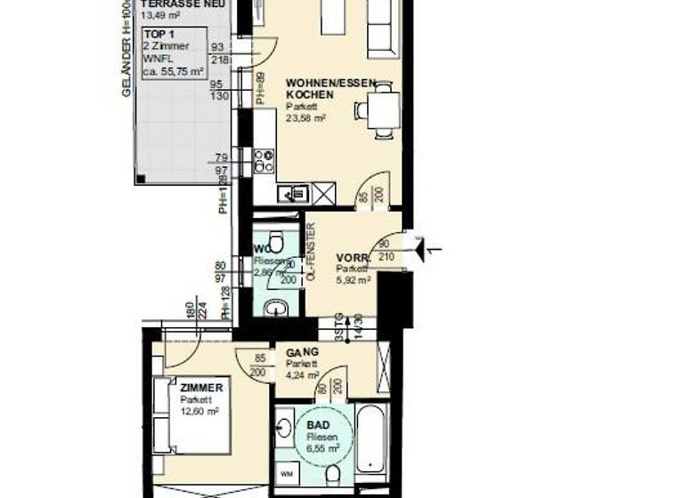 Wohnung zum Kauf provisionsfrei 265.174 € 2 Zimmer 55,8 m² 1. Geschoss frei ab sofort Schiefling am See 9535