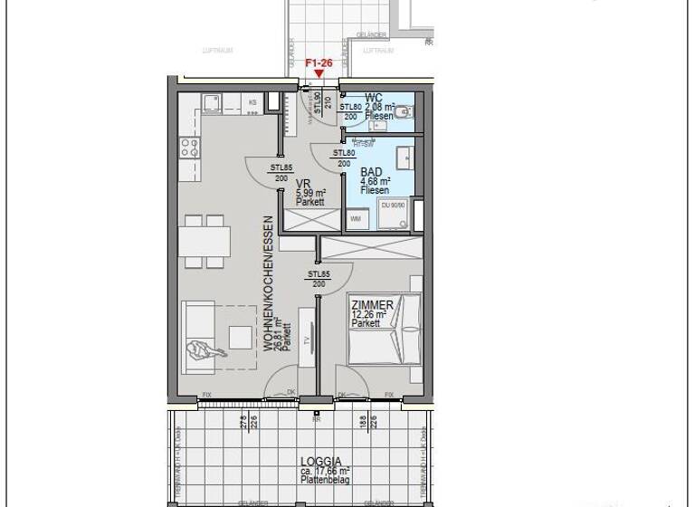 Wohnung zur Miete 756 € 2 Zimmer 51,8 m² Annabichl Klagenfurt 9020