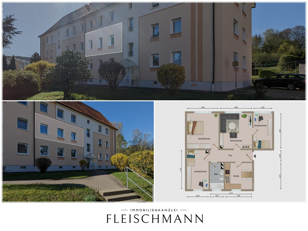 Wohnung zur Miete 468 € 4 Zimmer 76 m²<br/>Wohnfläche 1.<br/>Geschoss Zella-Mehlis 98544