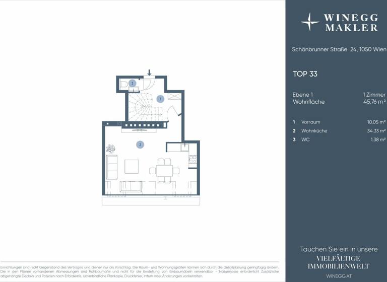 Wohnung zum Kauf 599.000 € 2,5 Zimmer 70,1 m² 4. Geschoss Schönbrunner Straße 22-24 Wien 1050