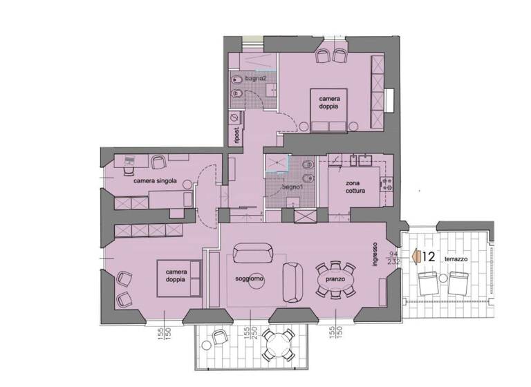 Wohnung zum Kauf 735.000 € 4 Zimmer 140 m² 2. Geschoss frei ab sofort Arizzano 28811