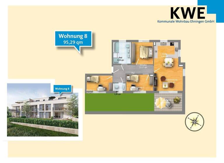 Wohnung zum Kauf provisionsfrei 619.385 € 4 Zimmer 95,3 m² Rosnestraße 26 Hildrizhausen 71157