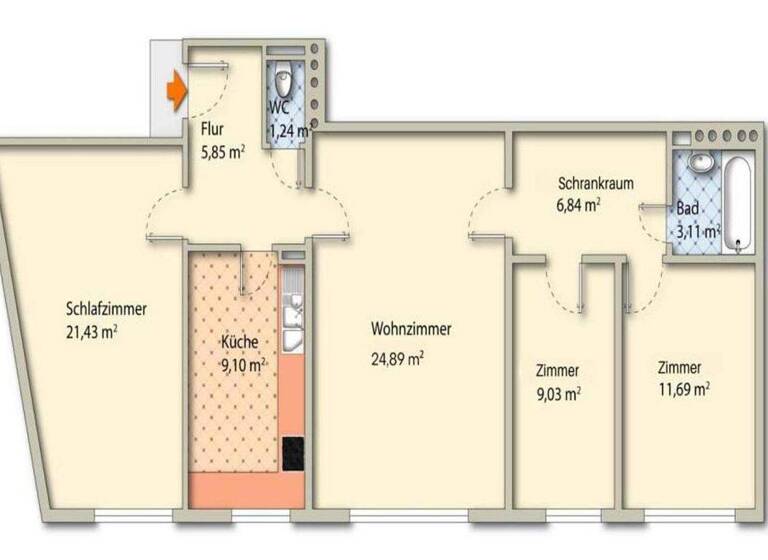 Wohnung zum Kauf 405.000 € 4 Zimmer 93,5 m² 3. Geschoss Wien 1110