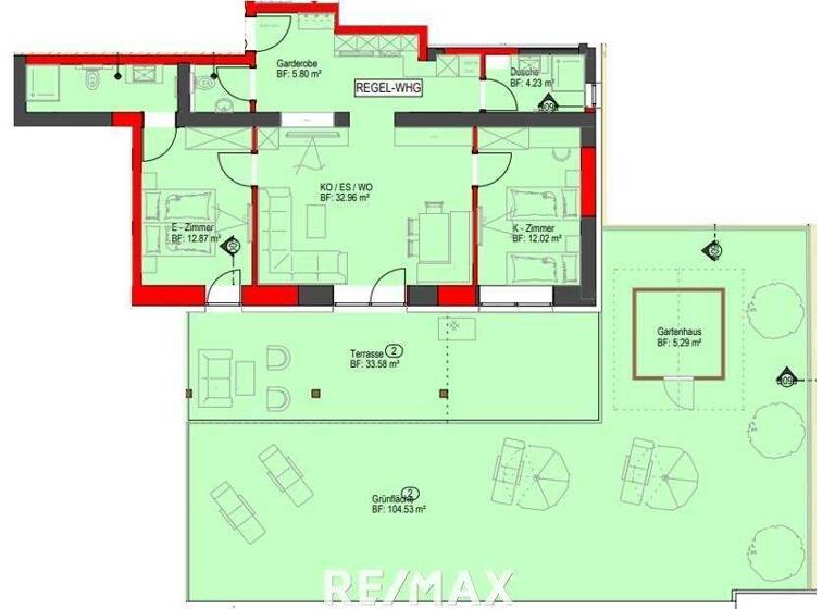 Wohnung zum Kauf - Erstbezug 384.000 € 3 Zimmer 75,2 m² Pfunds 6542