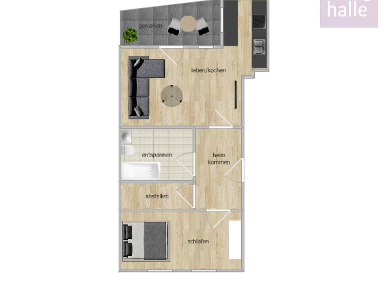 Wohnung zur Miete 450 € 2 Zimmer 55 m² 1. Geschoss frei ab 01.06.2026 Bremer Straße 19 Böllberg-Wörmlitz Halle 06128
