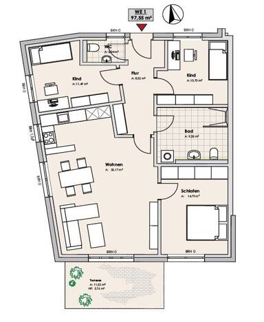 Wohnung zum Kauf als Kapitalanlage geeignet 392.222 € 4 Zimmer 98,1 m² Industriegebiet Greifswald 17489