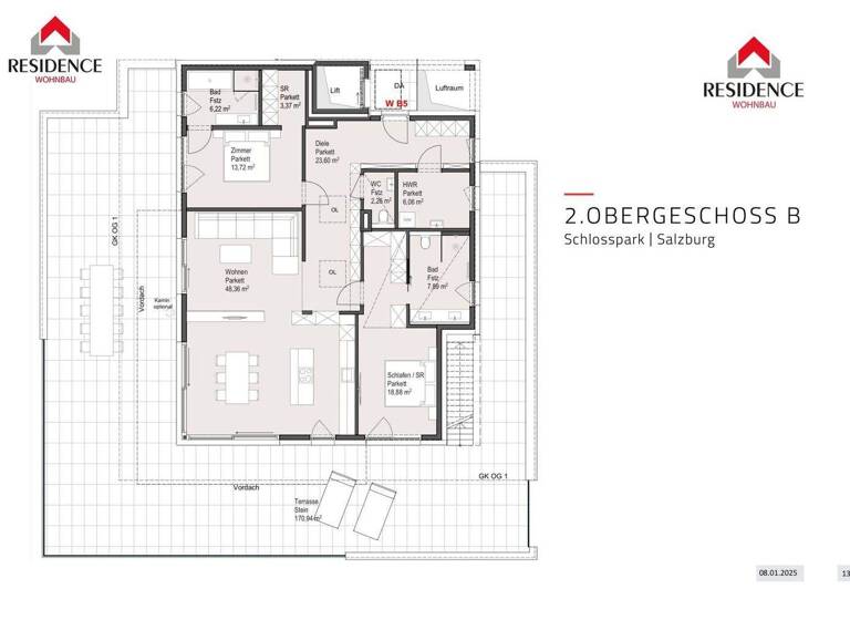 Penthouse zum Kauf - Erstbezug 2.190.000 € 3 Zimmer 130,4 m² 1. Geschoss Schloßstraße 24A Aigen I Salzburg 5020