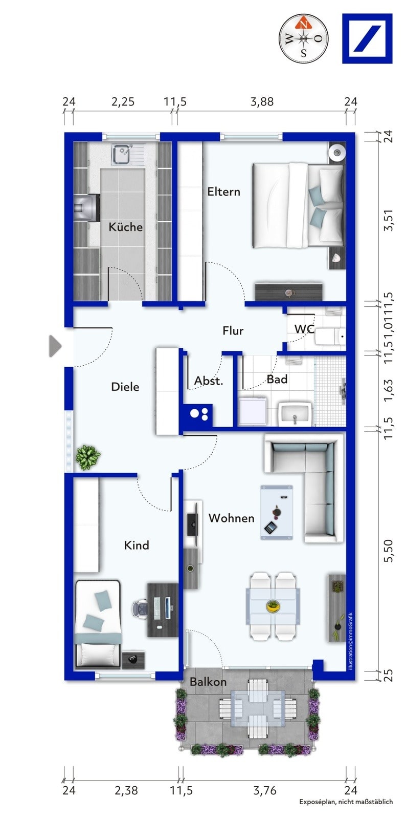 Wohnung zum Kauf 287.000 € 3,5 Zimmer 71 m²<br/>Wohnfläche 2.<br/>Geschoss 01.01.2025<br/>Verfügbarkeit Schluchtern Leingarten 74211