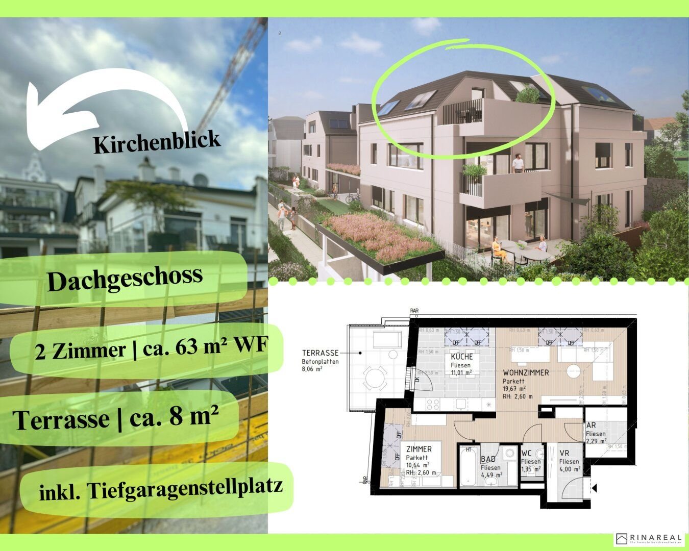 Terrassenwohnung zum Kauf provisionsfrei 386.856 € 2 Zimmer 62,7 m²<br/>Wohnfläche Bad Vöslau 2540