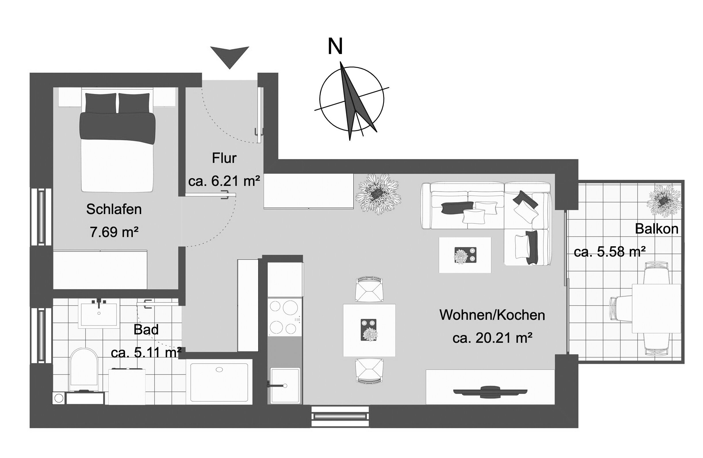 Wohnung zum Kauf provisionsfrei 298.342 € 2 Zimmer 42 m²<br/>Wohnfläche 1.<br/>Geschoss Michendorfer Chaussee 5 Templiner Vorstadt Potsdam 14473