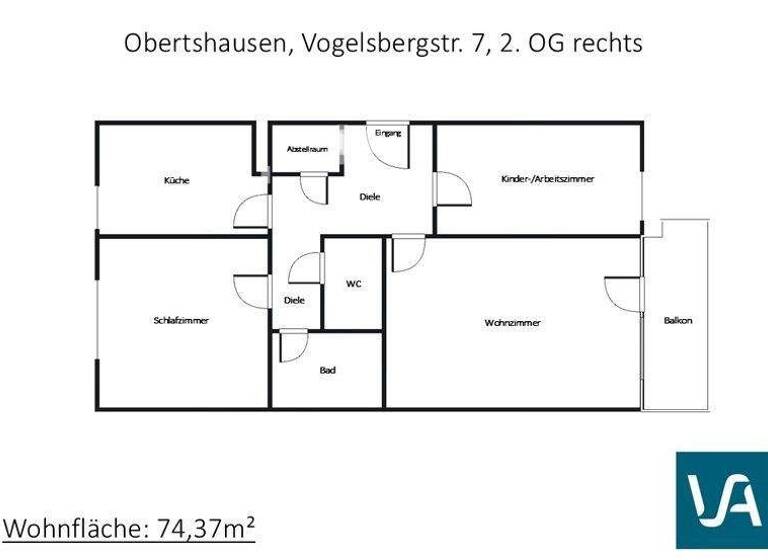 Wohnung zur Miete 818 € 3 Zimmer 74,4 m² 2. Geschoss frei ab 11.04.2026 Vogelsbergstr. 7 Obertshausen 63179