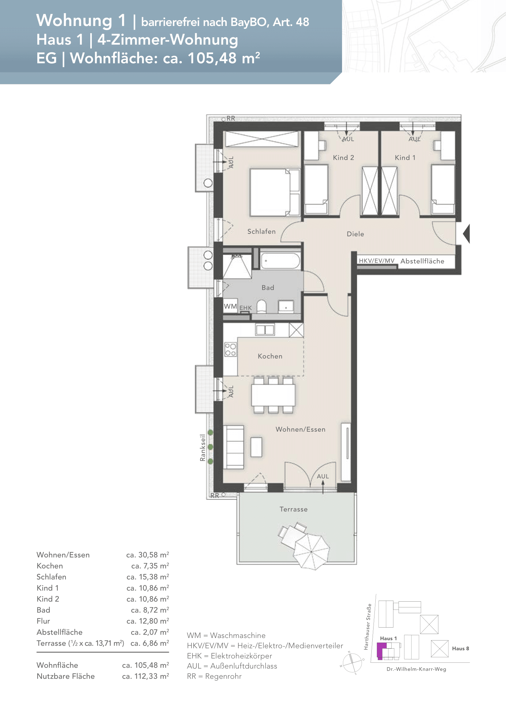 Terrassenwohnung zur Miete 1.529 € 4 Zimmer 105,5 m²<br/>Wohnfläche EG<br/>Geschoss ab sofort<br/>Verfügbarkeit Dr.-Wilhelm-Knarr-Weg Bad Aibling 83043