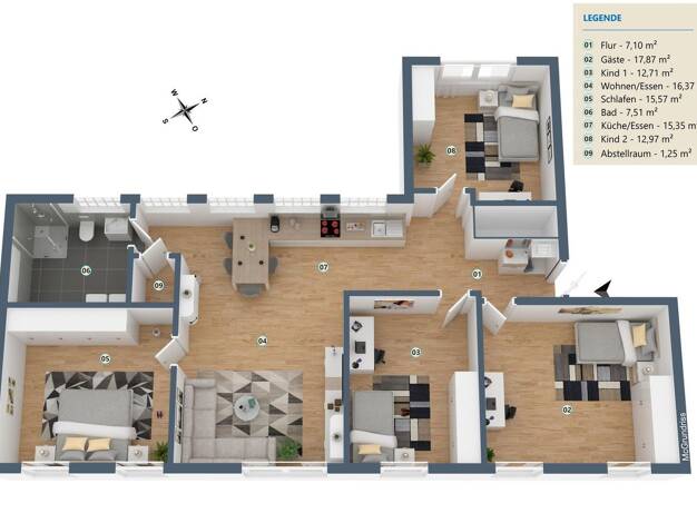 Wohnung zur Miete 1.100 € 5 Zimmer 107 m² EG Römerstraße 43 Innenstadt Worms 67547
