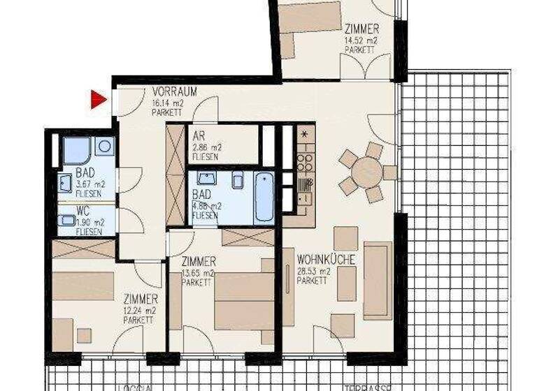 Wohnung zur Miete 1.267 € 4 Zimmer 108,2 m² Waldegg Linz 4020