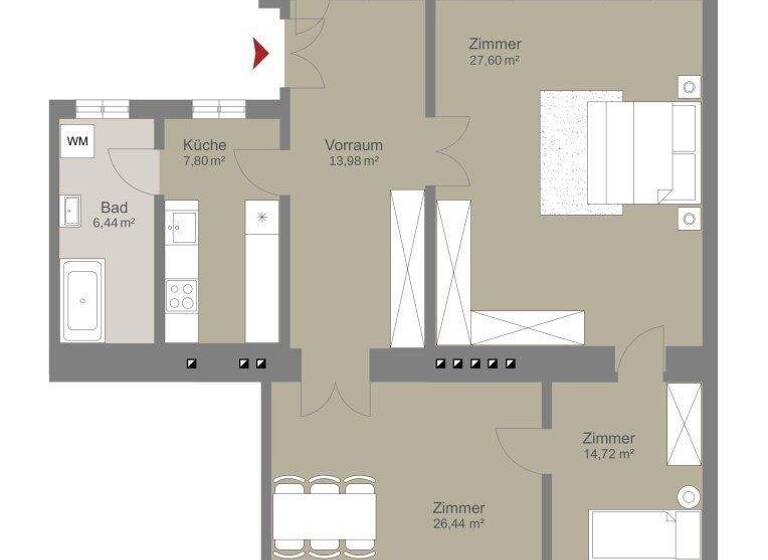 Wohnung zum Kauf 629.000 € 3 Zimmer 98 m² 2. Geschoss Wassergasse Wien 1030