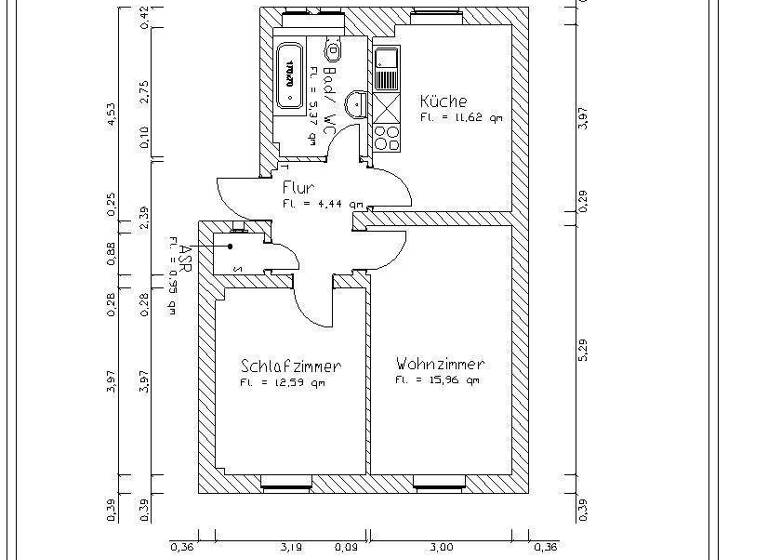 Wohnung zur Miete 315 € 2 Zimmer 50,9 m² EG Lichtenauer Str. 25 Ebersdorf Chemnitz 09131