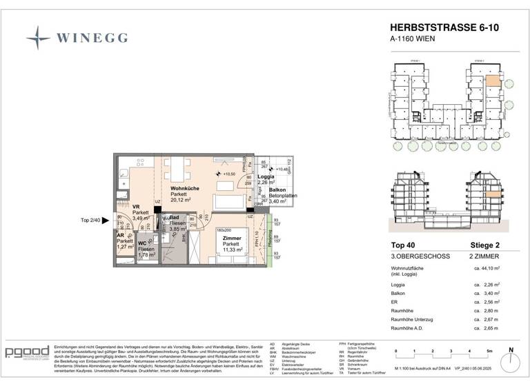 Wohnung zum Kauf - Erstbezug 304.100 € 2 Zimmer 44,1 m² 3. Geschoss Herbststraße 6-10 Wien 1160