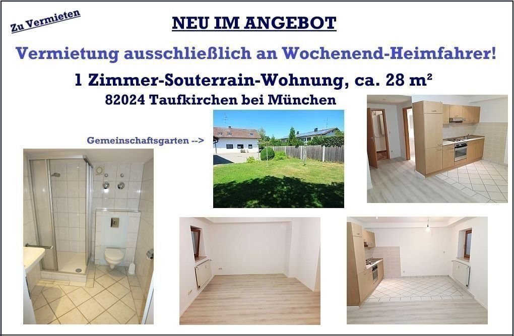 Studio zur Miete 390 € 1 Zimmer 28 m²<br/>Wohnfläche UG<br/>Geschoss ab sofort<br/>Verfügbarkeit Bergham Taufkirchen 82024