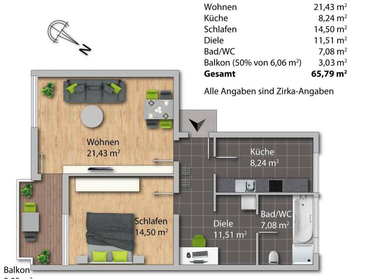 Wohnung zum Kauf 349.000 € 2 Zimmer 65 m² 2. Geschoss Germering 82110