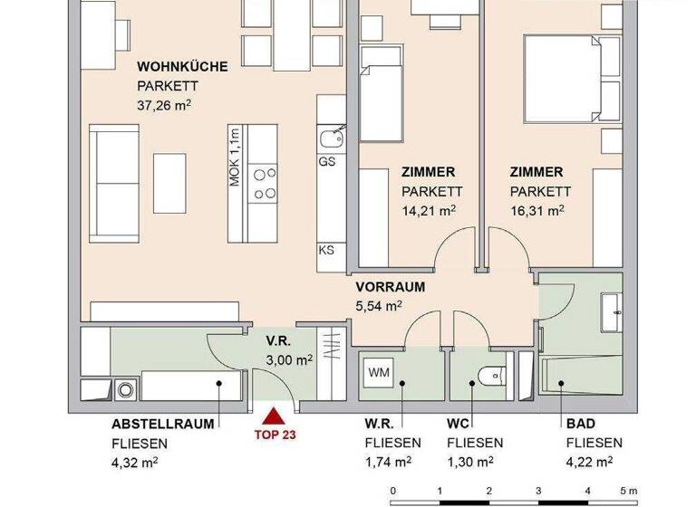 Wohnung zur Miete 1.365 € 87,4 m² 5. Geschoss Wien 1020