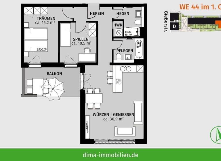 Wohnung zur Miete 1.226 € 3 Zimmer 81,7 m²<br/>Wohnfläche 1.<br/>Geschoss Gießerstraße 47 Plagwitz Leipzig 04229