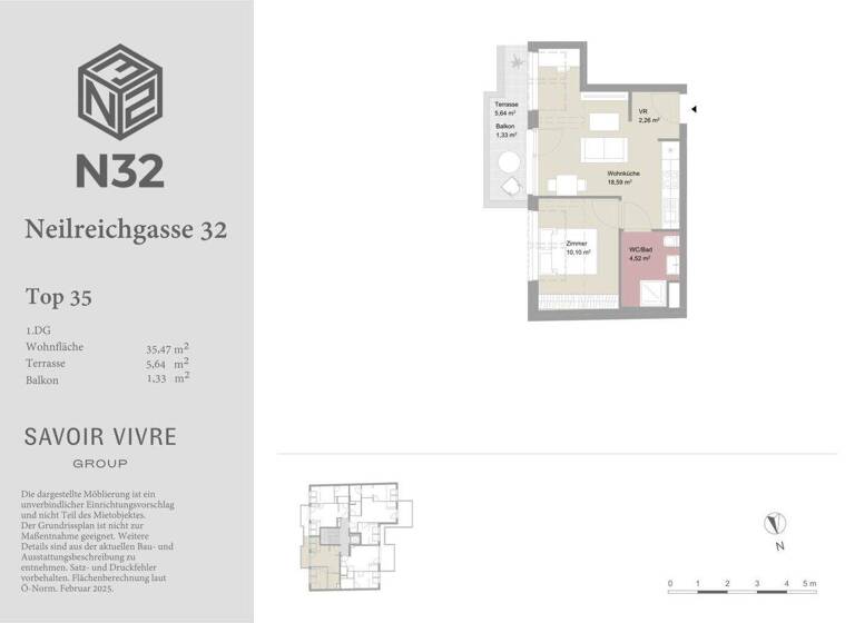 Wohnung zur Miete - Erstbezug 745 € 2 Zimmer 35,5 m² frei ab 01.05.2026 Wien,Favoriten 1100