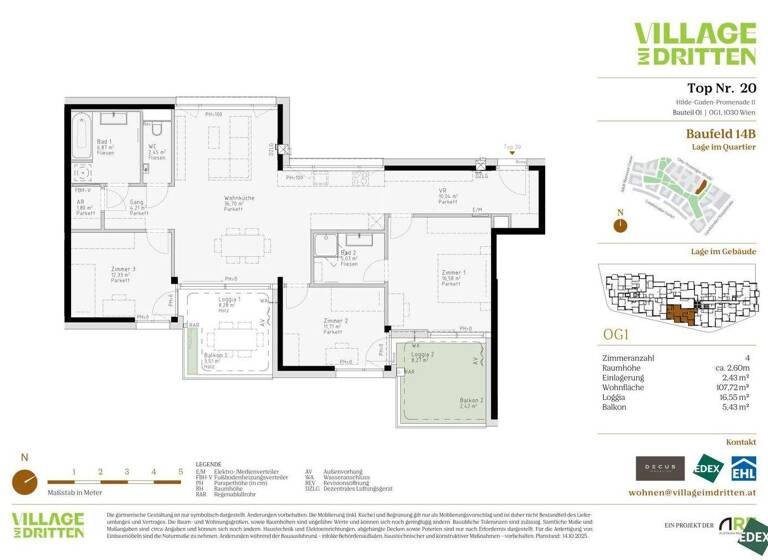 Wohnung zum Kauf - Erstbezug 860.000 € 4 Zimmer 107,7 m² 1. Geschoss Hilde-Güden-Promenade 11 Wien 1030