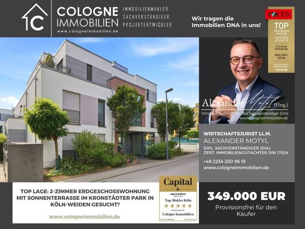 Wohnung zum Kauf provisionsfrei 349.000 € 2 Zimmer 65 m² EG Weiden Köln 50858