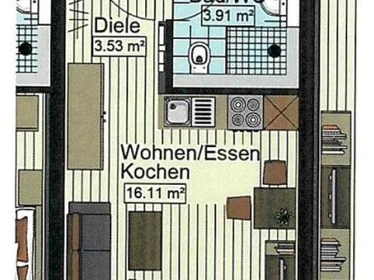 Wohnung zur Miete 380 € 1 Zimmer 26,4 m² 1. Geschoss frei ab 01.02.2026 Wullenstetten Senden 89250