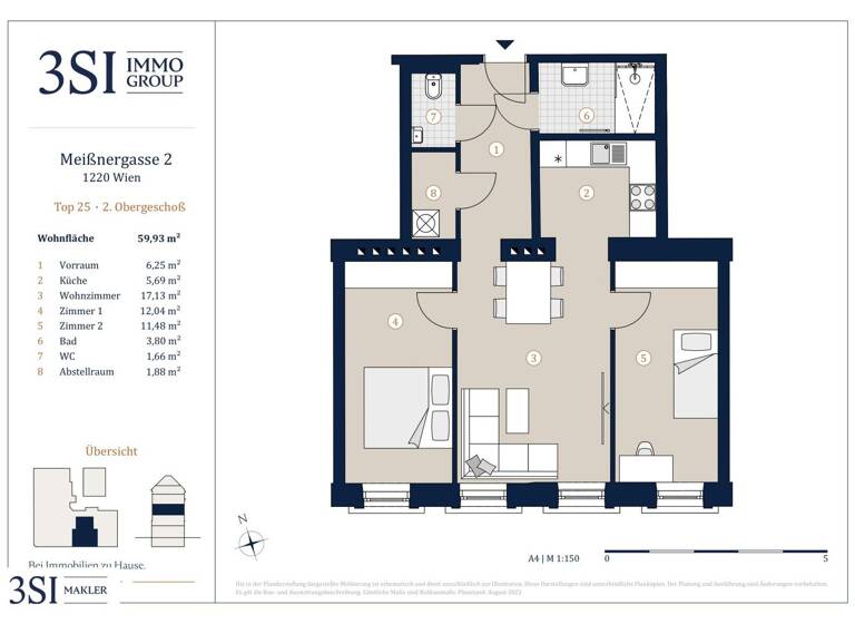 Wohnung zum Kauf - Erstbezug 379.000 € 3 Zimmer 59,9 m² 2. Geschoss Meißnergasse 2 Wien 1220
