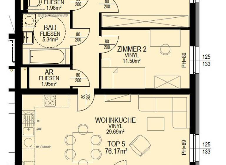 Wohnung zur Miete 828 € 3 Zimmer 76,3 m² Taborweg 1 Randegg 3263