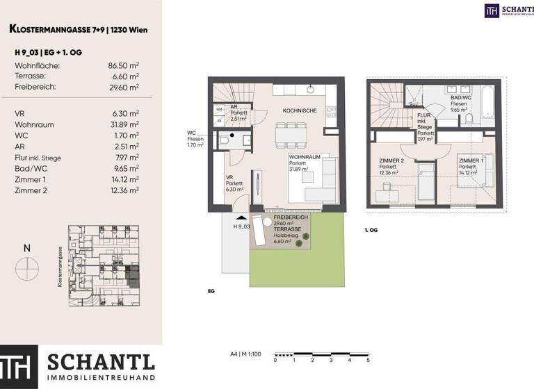 Reihenendhaus zum Kauf - Erstbezug 489.000 € 3 Zimmer 86,5 m² Klostermanngasse Wien 1230